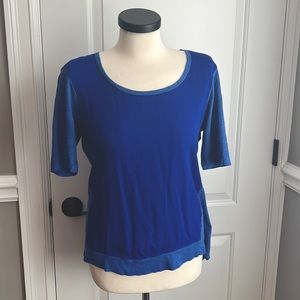 Anthropologie Left of Center Bright Cobalt Blue Tunic Tee Size Medium